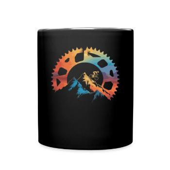 Mountainbike-Fahrer Sonnenuntergang Design - Tasse einfarbig - Schwarz - Vorne