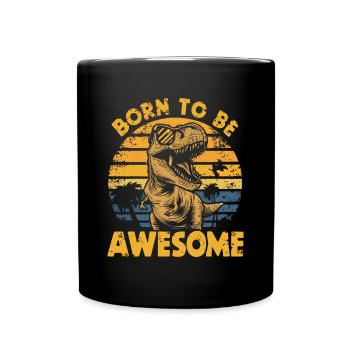 Born to Be Awesome Dinosaur Look rétro - Mug uni - noir - Devant