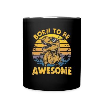 Born to Be Awesome Dinosaur Look rétro - Mug uni - noir - Devant