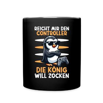 Hands me the controller, the queen wants to play - Full Colour Mug - black - Front