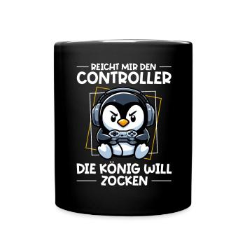 Hands me the controller, the queen wants to play - Full Colour Mug - black - Front