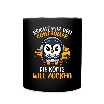 Hands me the controller, the queen wants to play - Full Colour Mug - black - Front
