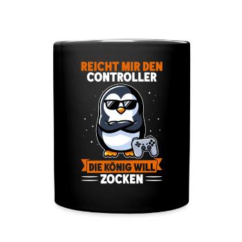Hands me the controller, the queen wants to play - Full Colour Mug - black - Front