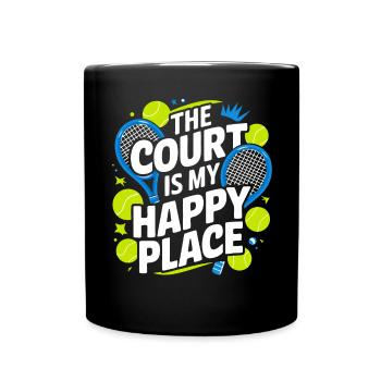 Der Court ist mein Happy Place - Tasse einfarbig - Schwarz - Vorne