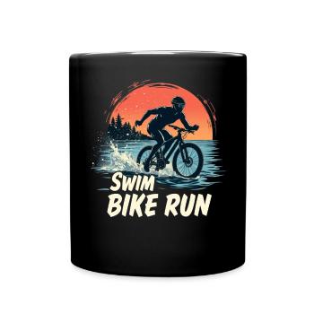 Triathlon-Anzug - Triathlet im Training - Tasse einfarbig - Schwarz - Vorne