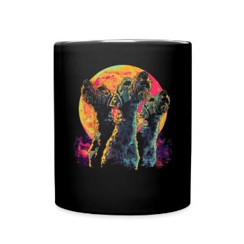 Airedale Terrier Hund Heulender Mond - Tasse einfarbig - Schwarz - Vorne