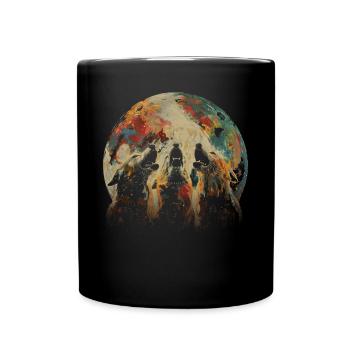 Akita Hund Heulender Mond - Tasse einfarbig - Schwarz - Vorne