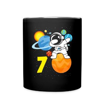 7e anniversaire garçons 7 ans anniversaire astronaute - Mug uni - noir - Devant