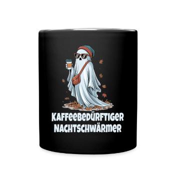 Nachtschwärmer: Geister & Kaffee - Tasse einfarbig - Schwarz - Vorne