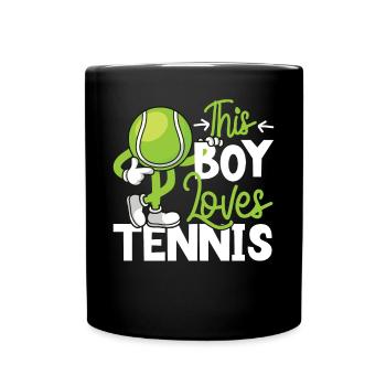Funny Tennis Player Racket Boy - Tasse einfarbig - Schwarz - Vorne