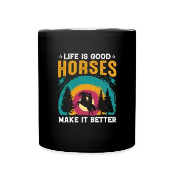Horse Lover Équitation Chevaux - Mug uni - noir - Devant