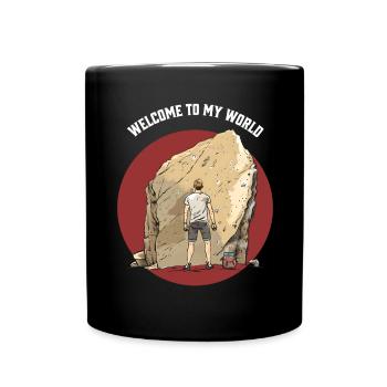 stylisches Boulder T-Shirt Junge beim felsklettern - Tasse einfarbig - Schwarz - Vorne