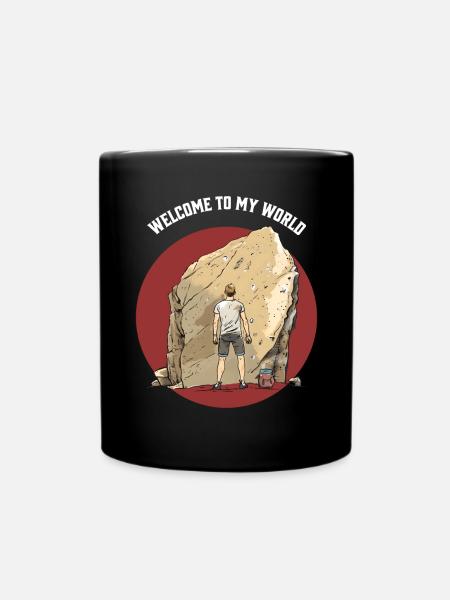 stylish boulder t-shirt boy rock climbing - Full Colour Mug - black