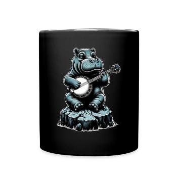 Hippo Hippopotamus Joueur de banjo bluegrass - Mug uni - noir - Devant
