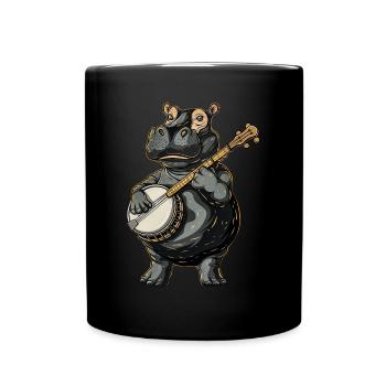 Hippo Hippopotamus Joueur de banjo bluegrass - Mug uni - noir - Devant