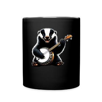 Honey Badger Ratel Bluegrass Banjo Spieler - Tasse einfarbig - Schwarz - Vorne