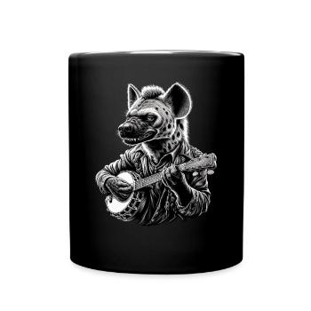 Hyäne Tier Bluegrass Banjo Spieler - Tasse einfarbig - Schwarz - Vorne
