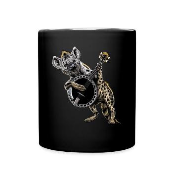 Hyena Animal Bluegrass Banjo Player - Full Colour Mug - black - Front