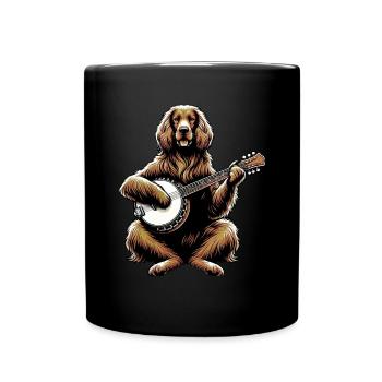 Setter irlandais chien joueur de banjo bluegrass - Mug uni - noir - Devant