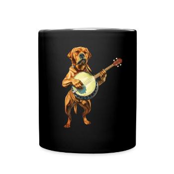 Labrador Retriever Chien Joueur de banjo Bluegrass - Mug uni - noir - Devant