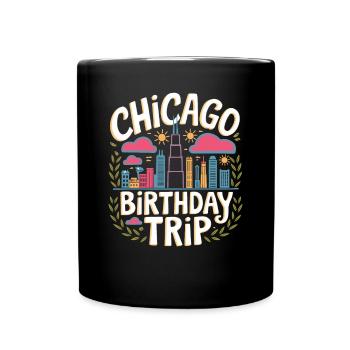 Chicago Geburtstagstrip Skyline Städte-Design - Tasse einfarbig - Schwarz - Vorne