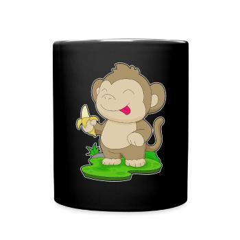 Singe Banane - Mug uni - noir - Devant