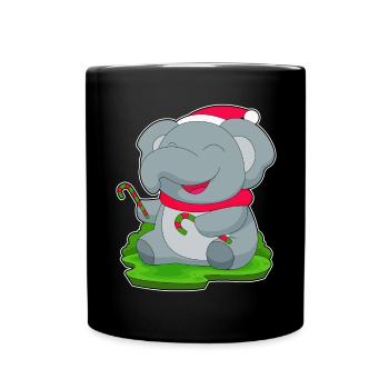 Canne de Noël éléphant - Mug uni - noir - Devant