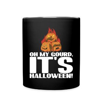 Oh My Gourd, It's Halloween Design - Full Colour Mug - black - Front