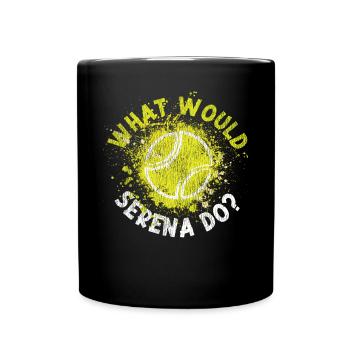 Funny Tennis Player Racket What - Tasse einfarbig - Schwarz - Vorne
