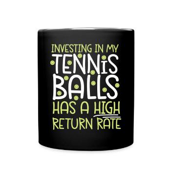 Funny Tennis Player Racket Pun - Full Colour Mug - black - Front