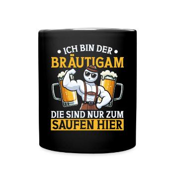 Der Bräutigam Lustiges Junggesellenabschied - Tasse einfarbig - Schwarz - Vorne