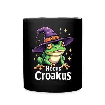 Hocus Croakus Niedlicher Halloween-Frosch Lustiges Hexenwortspiel - Tasse einfarbig - Schwarz - Vorne