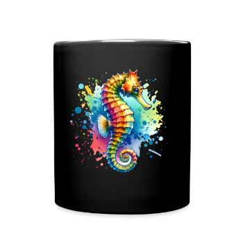 Seepferd Seepferdchen - Tasse einfarbig - Schwarz - Vorne
