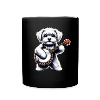 Chien maltais Joueur de banjo bluegrass - Mug uni - noir - Devant