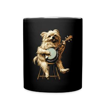 Chien maltais Joueur de banjo bluegrass - Mug uni - noir - Devant