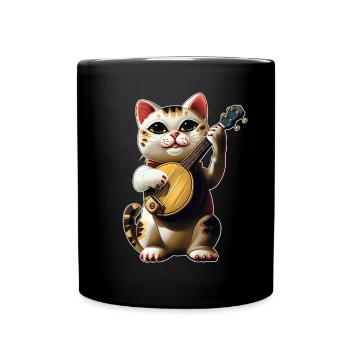 Maneki Neko Chat Japonais Lucky Bluegrass Banjo - Mug uni - noir - Devant