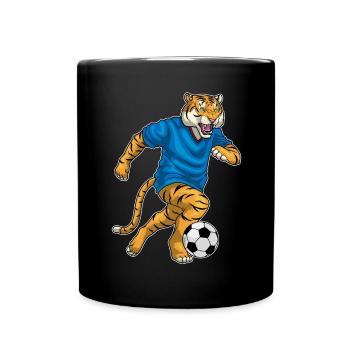Tiger Fußballspieler Fußball - Tasse einfarbig - Schwarz - Vorne