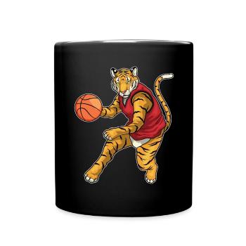 Tiger Basketballspieler Basketball - Tasse einfarbig - Schwarz - Vorne