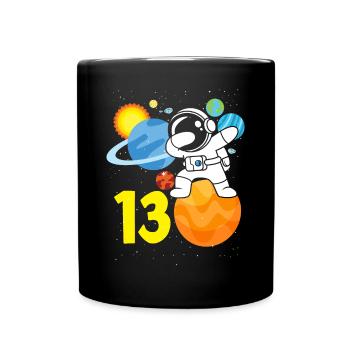 13th Birthday Boys Astronaut Birthday - Full Colour Mug - black - Front