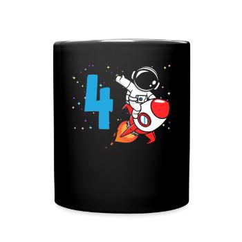 4ème anniversaire garçons 4 ans astronaute anniversaire - Mug uni - noir - Devant