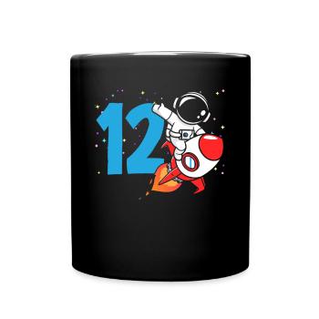 12th Birthday Boys Astronaut Birthday - Full Colour Mug - black - Front