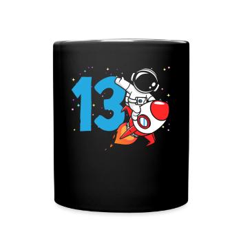 13th Birthday Boys Astronaut Birthday - Full Colour Mug - black - Front