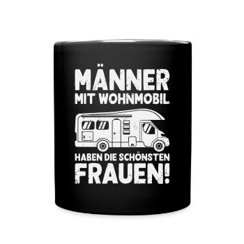 Männer mit Wohnmobil Camping Camper Campingmobil - Tasse einfarbig - Schwarz - Vorne