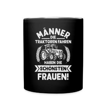 Landwirt Männer die Traktor fahren Bauer - Tasse einfarbig - Schwarz - Vorne