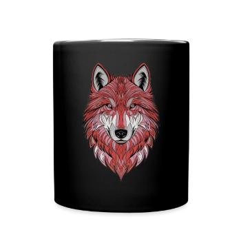 Wild line : Le loup en ligne de mire - Mug uni - noir - Devant