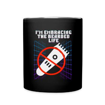 Umarmung des bärtigen Lebens Lustiges Retro-Design - Tasse einfarbig - Schwarz - Vorne