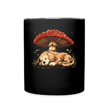 Cottagecore Esthétique Chien Dormant Champignon Sorcière - Mug uni - noir - Devant