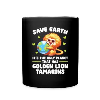 Is the only planet with yellow lion tamarins - Full Colour Mug - black - Front