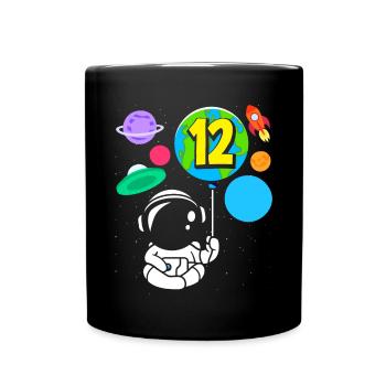 12th Birthday Boys Astronaut Birthday - Full Colour Mug - black - Front