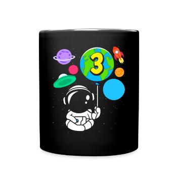 3rd Birthday Boys 3 Years Astronaut Birthday - Full Colour Mug - black - Front